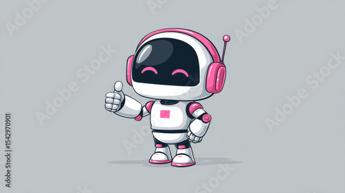 Wallpaper Mural Adorable, amiable robot mascot in a thumbs-up position. vector logo template with a minimalistic look  Torontodigital.ca