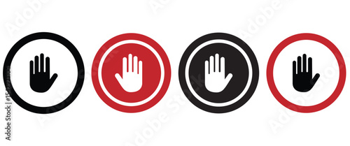 Red and Green Stop and Go Signs  Flat Style Traffic Symbol Vector Set