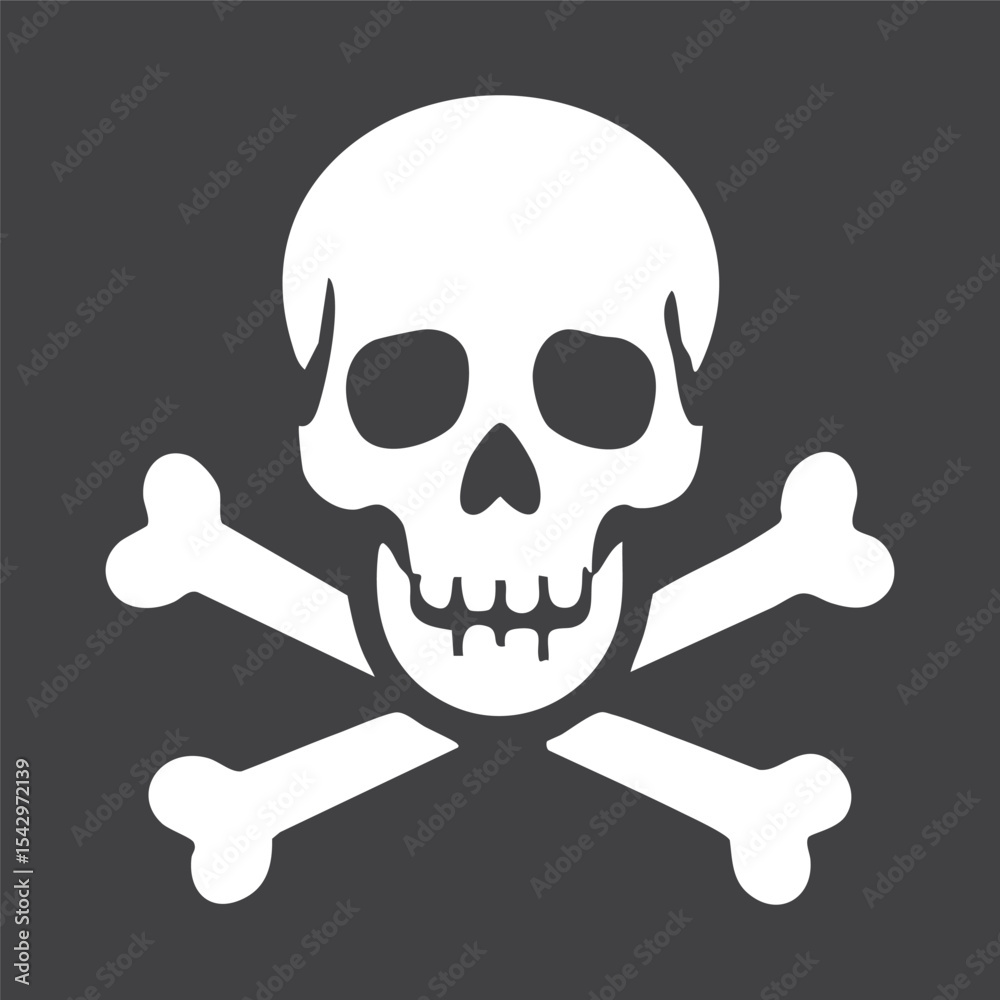 Fototapeta premium Pattern of skulls and crossbones on a black backdrop, commonly representing warning or hazardous materials.