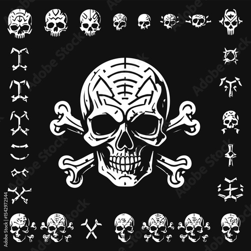 A black background featuring a skull and crossbones logo, symbolizing danger or toxicity.