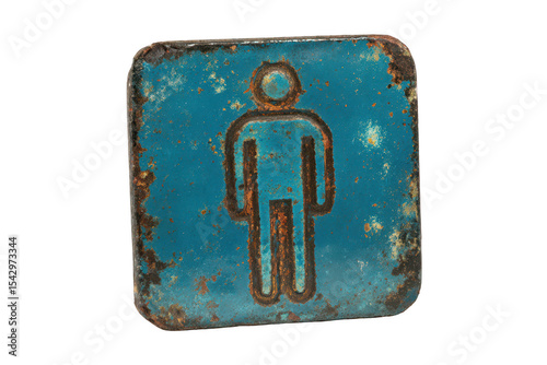 Rusty restroom sign male symbol