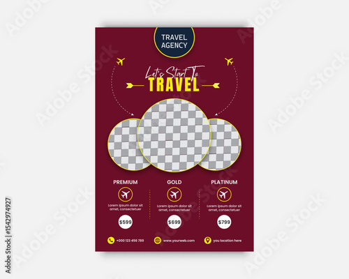 Modern creative flyer for a Travel Agency. Fully editable A4-size template flyer.