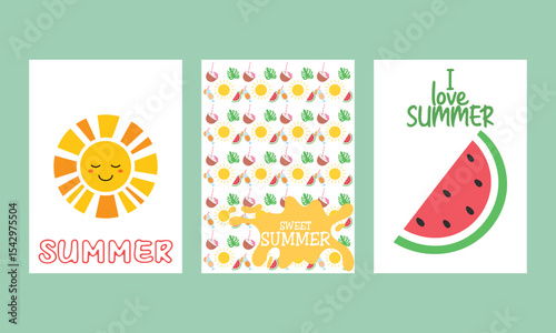 Summer Vector Set, Cute Summer Elements and Designs.