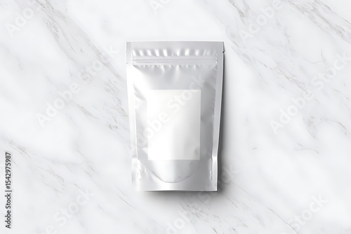 Blank Foil Pouch Mockup Marble Background