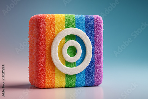 3D Rainbow Social Media Icon with Glitter Texture – Pride Theme