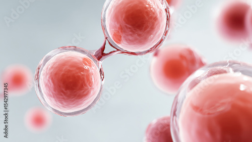 An intimate view of biological cell division and cellular structure.