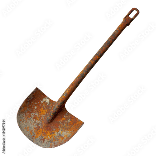Isolated Rusty Shovel on Transparent Background for Gardening Use