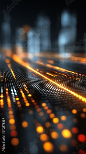 Digital pixel patterns create an abstract background illustrating communication technology themes with vibrant colors and depth