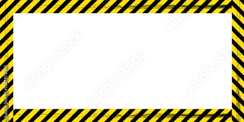 Line yellow and black color with texture and text space. Black and yellow police stripe border, construction, danger, closed caution tapes on white background.