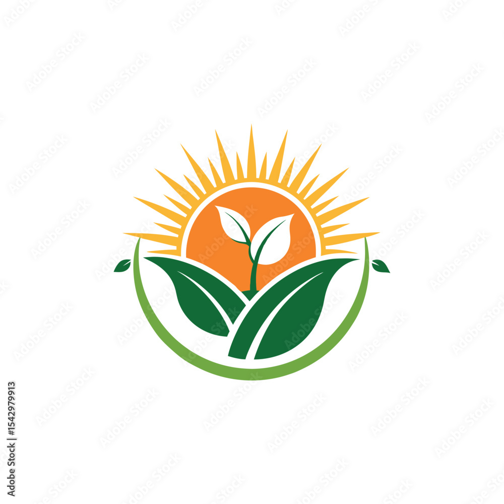 Fototapeta premium agriculture logo design vector su, and plant
