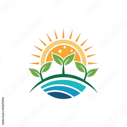 agriculture logo design vector su, and plant