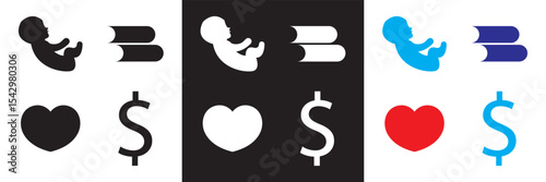 Life Journey  Icons set.  birth, school time, love elderly icon. Vector illustration. isolated on white and black background. EPS 10