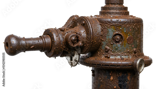 Exploring rusted metal machinery a vintage industrial artifact with weathered texture and aged components isolated on transparent background