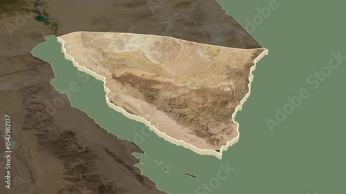 Janub Sina region, Egypt, extruded. Map animation photo