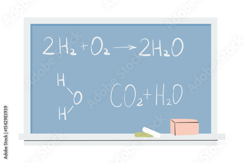 Back to school Chalkboard with chalk on blackboard. Template of a school blackboard with hand drawn accessories and copyspace. Banner template with school supplies frame. Vector illustration