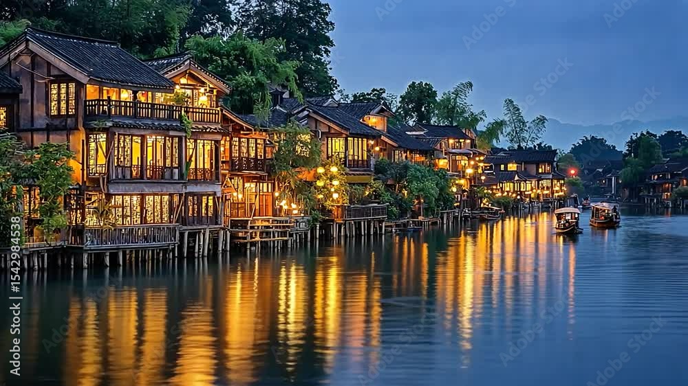 fenghuang ancient town at dusk video china fenghuang ancient town at dusk video china