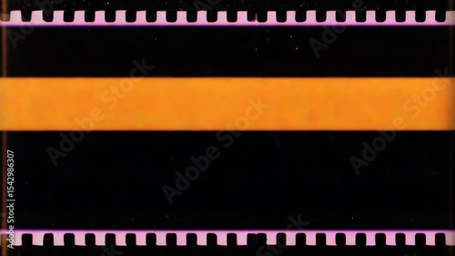 No signal VHS horizontal film strip border along the top and bottom edges, faded frame scratches. dense VHS static grain strong flickering scanlines and jitter, evoking a distressed analog tape look