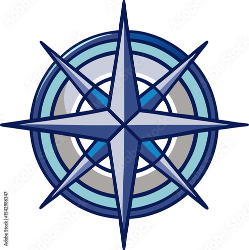 A nautical compass with a sleek, geometric design with white background.
