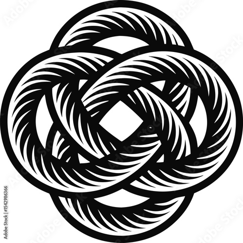 A sailor’s knot used in maritime culture, illustrated in black ink with white background.