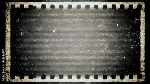 VHS Thick film reel border with scratches, dirt marks, and worn edges. entire frame is textured with grainy VHS static occasional flicker pulses that ripple across the screen randomly, raw vintage 