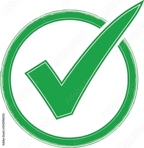 Green Check Mark Circle Approved, Correct, Yes, Okay Symbol Illustration