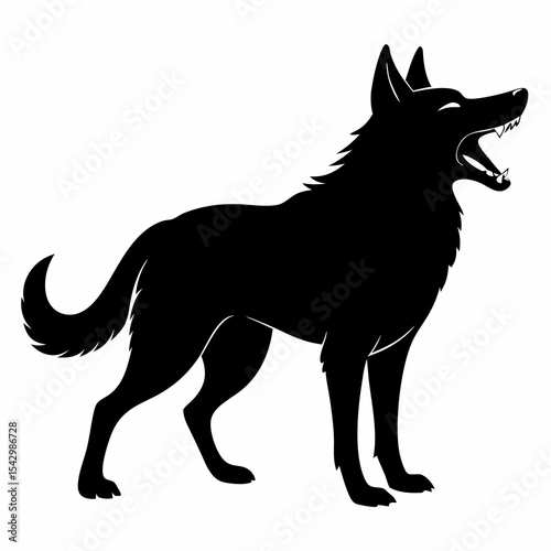 Howling Wolf Dog Silhouette Vector

