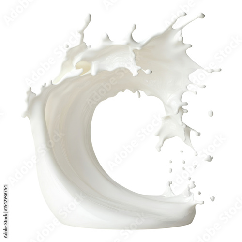 Isolated Splash of White Liquid on Transparent Background