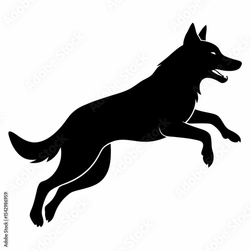 Running German Shepherd Silhouette Vector

