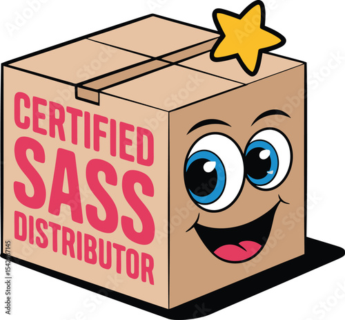 Certified Sass Distributor Cartoon Box Illustration Tshirt Idea