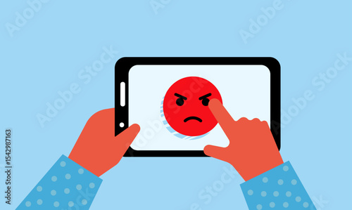 Angry reaction emoji in smartphone illustration