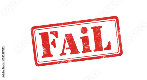 Red Rubber Stamp with the Word Fail  Concept of Failure, Rejection, and Unsuccessful Attempts