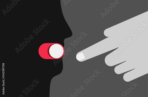 Man silence mute button to suppress freedom of speech illustration