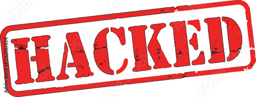 Red Hacked Stamp Security Breach, Cybercrime, Data Theft Illustration