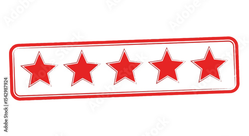 Five Star Rating Stamp High-Quality Red Star Rating Seal for Reviews and Feedback