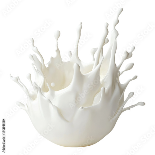 Isolated White Milk Splash on Transparent Background for Conceptual Use