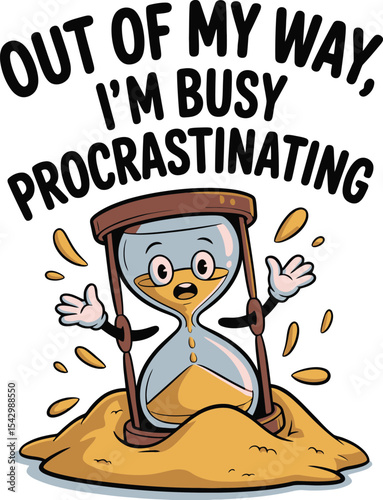 Procrastination Humor Busy Procrastinating  Funny Hourglass Cartoon Tshirt Idea