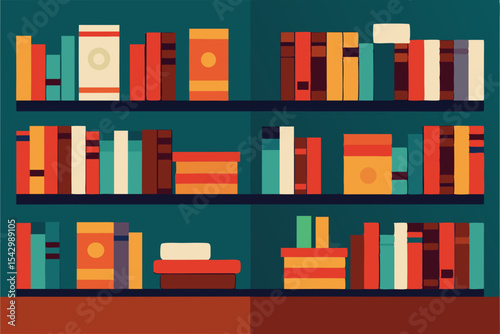 Colorful Bookshelf A Delightful Collection of Stories and Knowledge