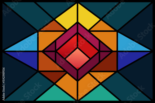 Geometric Abstract Art Colorful Triangle Mosaic Design