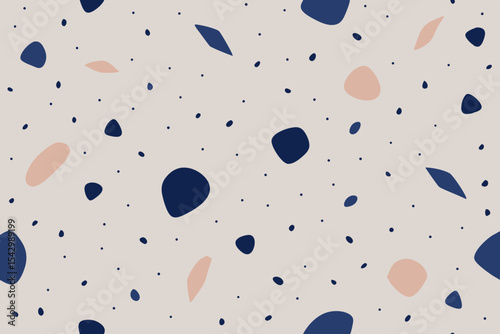 Abstract Terrazzo Pattern Seamless Design with Pink and Blue Shapes