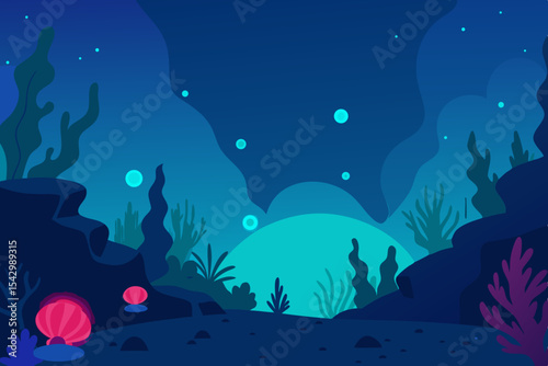 Enchanted Underwater World Deep Sea Ocean Scene Illustration