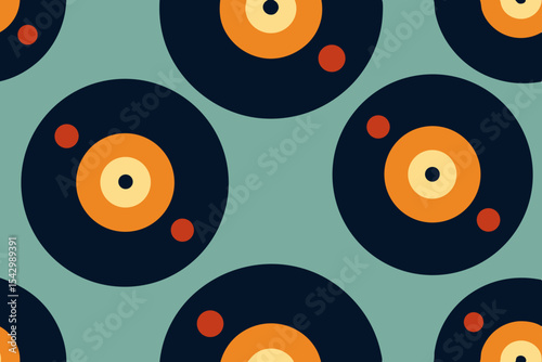 Retro Vinyl Record Pattern Seamless Design for Vintage Music Lovers
