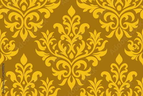 Elegant Gold Damask Pattern Seamless Texture for Design Projects
