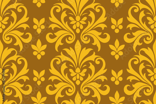 Elegant Golden Damask Seamless Pattern Design Luxury Background Texture