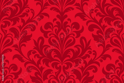Elegant Red Damask Seamless Pattern Luxury Floral Design for Fabrics & Wallpaper