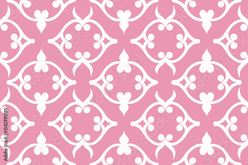 Elegant Pink and White Seamless Pattern Design  A Repetitive Decorative Floral Textile Background