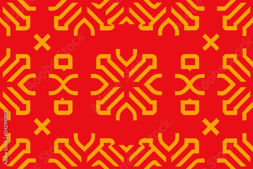 Geometric Seamless Pattern Red and Gold Abstract Design