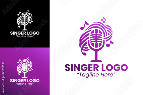 Creative Purple Singer Logo Featuring Microphone for Music Branding