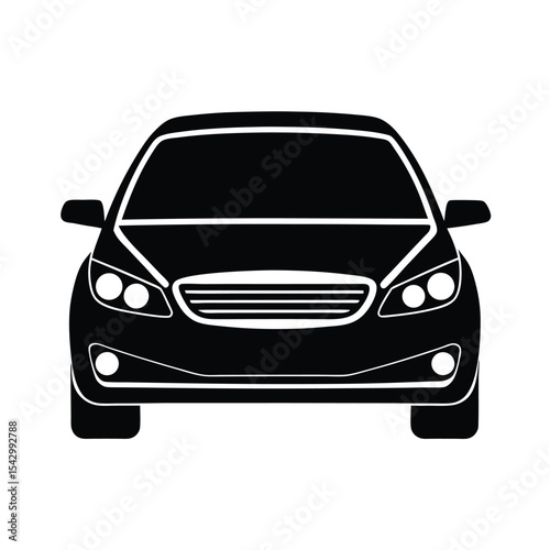 Front view sedan car silhouette illustration