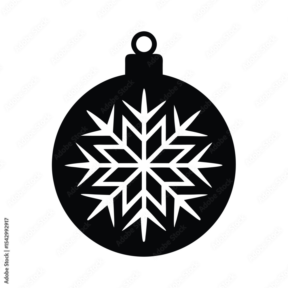 Fototapeta premium Ornament snowflake design black and white silhouette