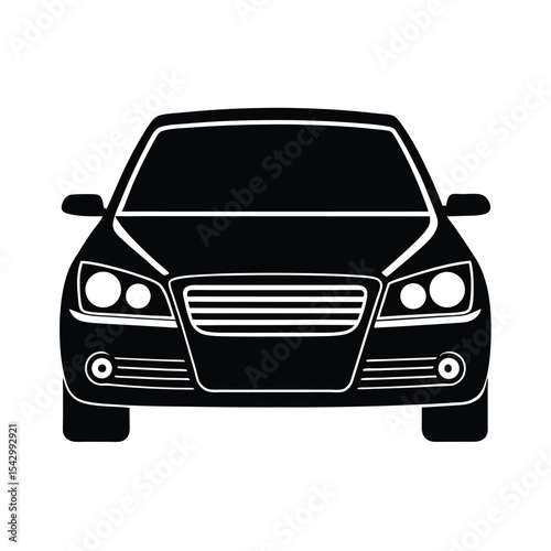 Front view sedan car silhouette illustration